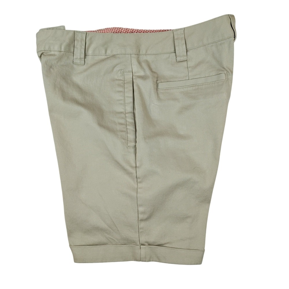 Relativity Womens Khaki Chino Shorts Size 12 Tan Cuffed Cotton Stretch Mid Rise - Picture 3 of 5